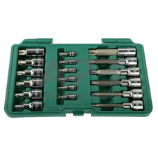 1/4" + 1/2" Galvučių su antgaliais rinkinys (TORX) 18vnt.