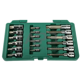 1/4" + 1/2" Galvučių su antgaliais rinkinys (TORX) 18vnt.