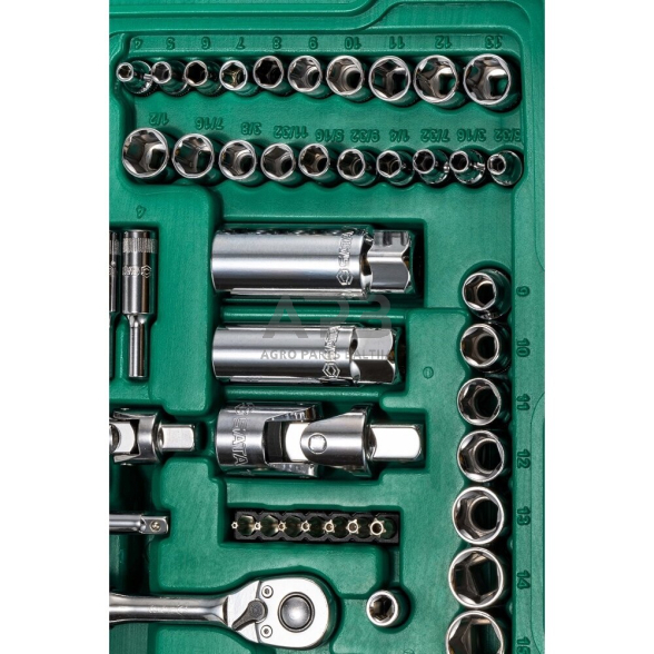 1/4" + 3/8" + 1/2" Galvučių ir raktų rinkinys 150vnt. (SAE & metrinė sistema) 5