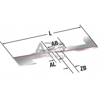 Mulčiavimo peilis Sabo 620 mm dešininis pjaunamosios plotis 48 (122 cm) Twin Cut 122 cm 1