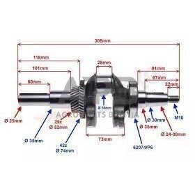 Alkūninis velenas HONDA GX390 25 mm. 13310-ZF6-W21, 13310ZF6W21 1