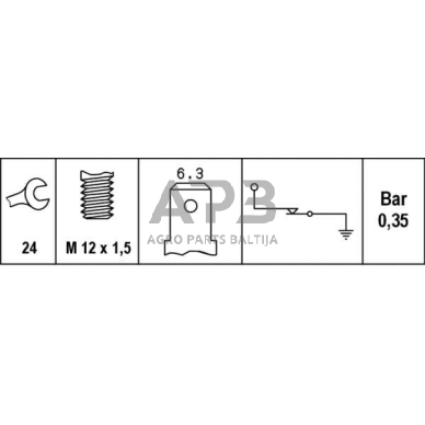 Alyvos slėgio jungiklis 12V, M12x1.5 Hella 6ZL003259121 4