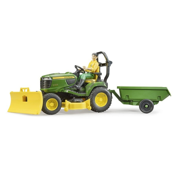 Bruder John Deere vejos žoliapjovė su figūrėle ir priekaba, 62104