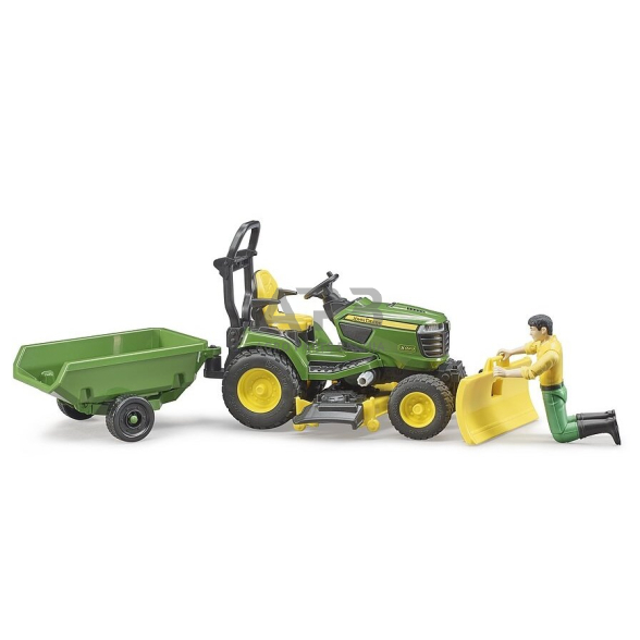 Bruder John Deere vejos žoliapjovė su figūrėle ir priekaba, 62104 2