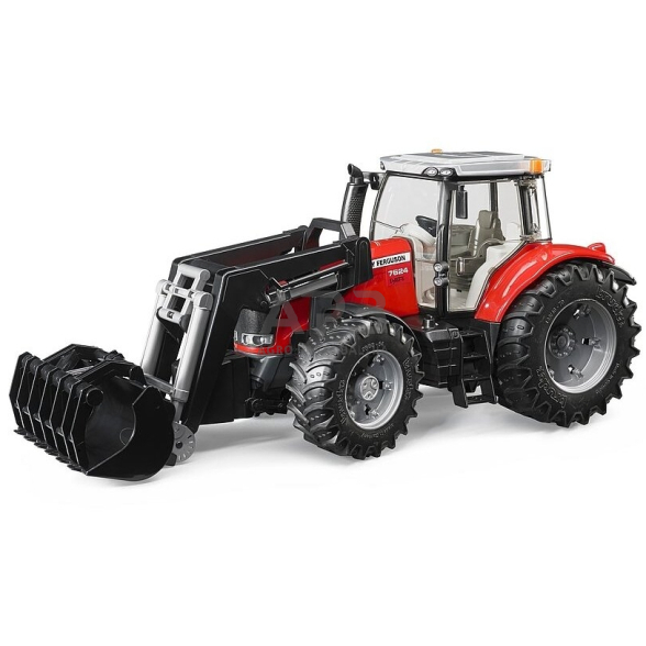 Bruder traktorius Massey-Ferguson 7624 su frontaliniu krautuvu 03047