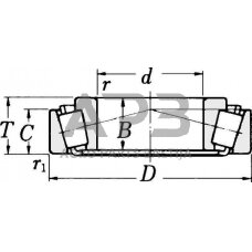 Case IH 1046 0906709195 Kūginis ritininis guolis 19,05x49,23x18,04mm Timken