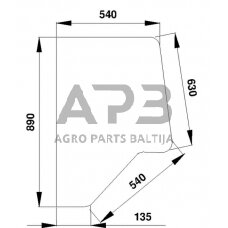 Case IH 1056 / 1056XL D7014 Durų stiklo galinė dalis