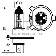 Case IH 433 VLC0472 lemputė Halogen H4 12V 60W/55W Vapormatic