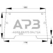 Case IH 440 1989748C1N Pakreipiamas priekinis stiklas