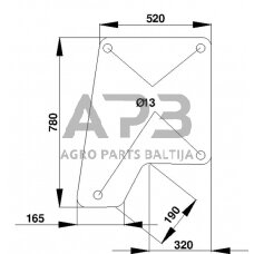 Case IH 533 D7404 Viršutinis galinis durelių stiklas