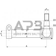 Case IH 585 / 585XL SHP489KR Skersinės vairo trauklės galas su strypu