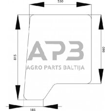 Case IH 640 1989740C1N Viršutinis galinis durelių stiklas