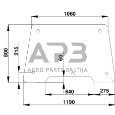 Case IH 733 D7402 Pakreipiamas priekinis stiklas