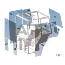 Case IH C42 134568349 Apatinis galinis stiklas