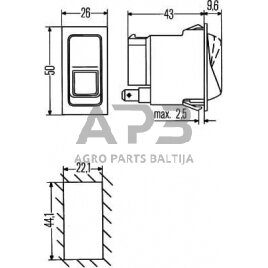 Case IH 1055 / 1055XL 6HH004570451 Avarinio žibinto jungiklis, 12V, I-0, 7 kontaktų, su komforto funkcija 4