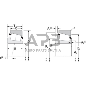 Case IH 1046 399A394A kūginis ritininis guolis 68,27x110x22mm Timken