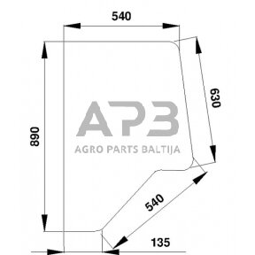 Case IH 1055 / 1055XL D7014 Durų stiklo galinė dalis