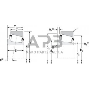 Case IH 1055 / 1055XL LM501349501310 Kūginis ritininis guolis 41,28x73,44x19,56 mm Timken