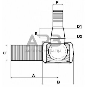 Case IH 1055 / 1055XL SHP434KR Skersinės vairo trauklės galas