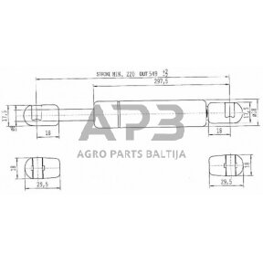 Case IH 1056 / 1056XL CA858595 Dujinis statramstis L549mm 180N Stabilus