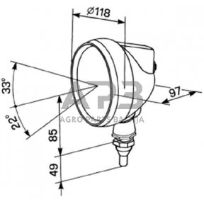 Case IH 2130 05155000 Darbinis žibintas halogeninis, 55/70W, apvalus, 12/24V, baltas, 144mm, Cobo