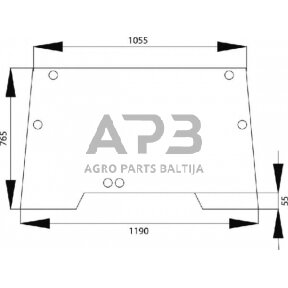 Case IH 440 1989748C1N Pakreipiamas priekinis stiklas