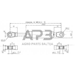 Case IH 485 / 485XL CA052159 Dujinis statramstis L283.5mm 380N Stabilus