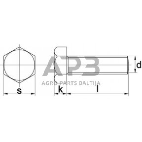 Case IH 585 / 585XL 933825 Šešiakampis varžtas DIN933 M8x25 plieninis cinkuotas 8,8 Kramp