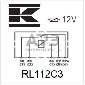 Case IH 4210 RL112C3 Mini relė 12V, perjungiklis, 30A/40A, su laikikliu 2