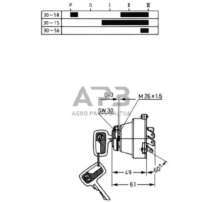 Case IH 633 300403 Uždegimo jungiklis 3