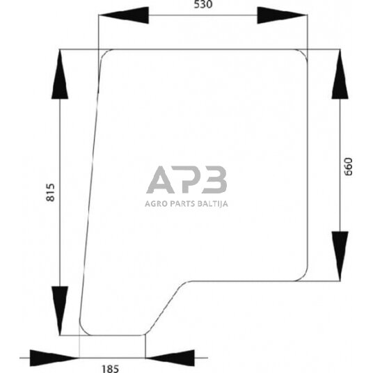 Case IH 640 1989740C1N Viršutinis galinis durelių stiklas