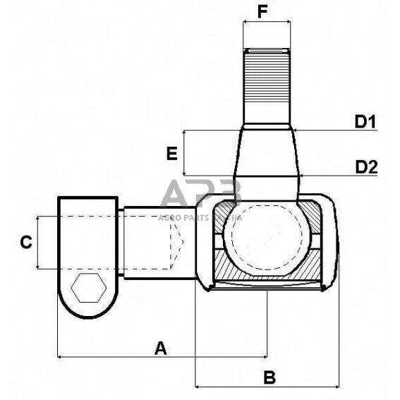 Case IH 7120 SHP003KR Skersinės vairo trauklės galas 3