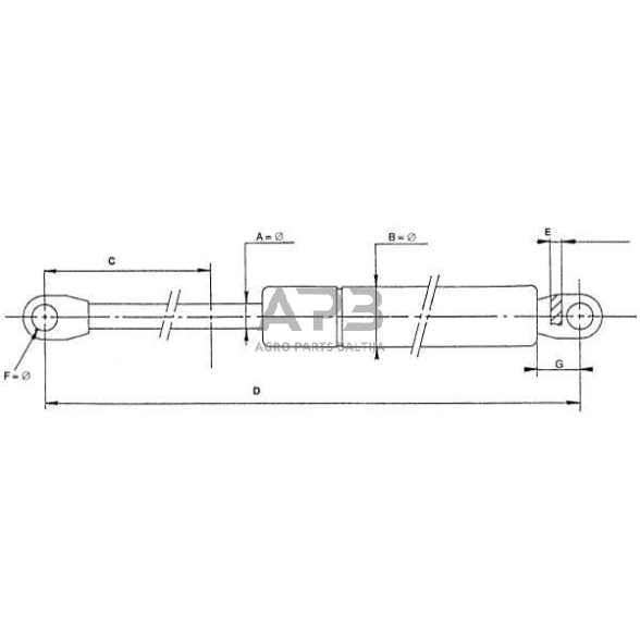 Case IH 1055 / 1055XL CA082511 Dujinis statramstis L265.5mm 200N Stabilus 3