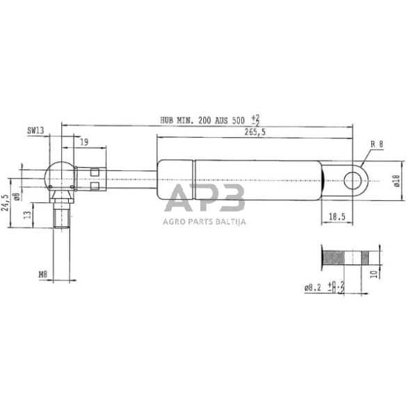 Case IH 1455 / 1455XL CA056189 Dujinis statramstis L500mm 180N Stabilus 2