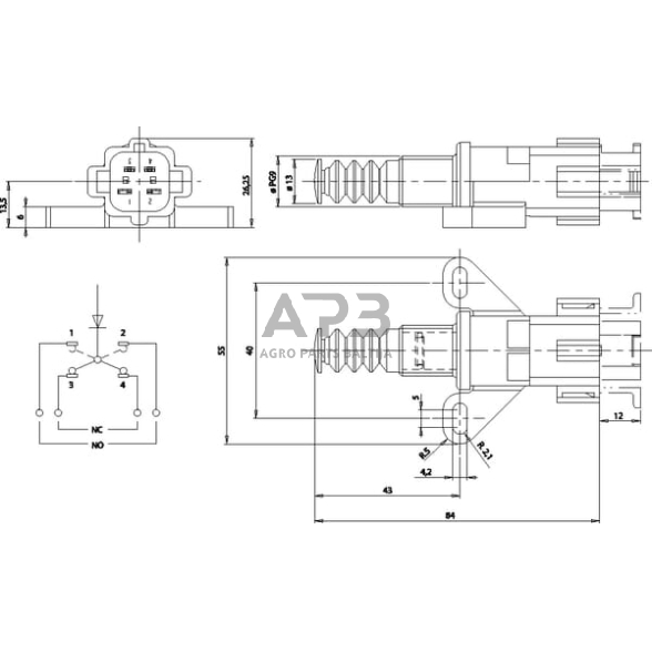 Case IH 2150 15150000 Stabdžių žibintų jungiklis 1