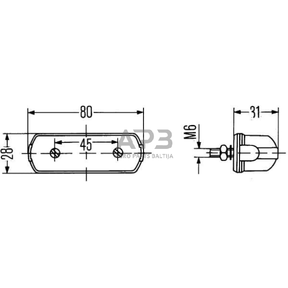 Case IH 433 2KA001389101 Valstybinio numerio apšvietimas 5W, stačiakampis, 12/24V, baltas, užsukamas, 80x31mm, ašmenų gnybtas, Hella 5