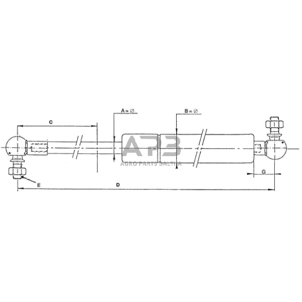 Case IH 433 CA8744CY Dujinis statramstis L241.5mm 350N Stabilus 2