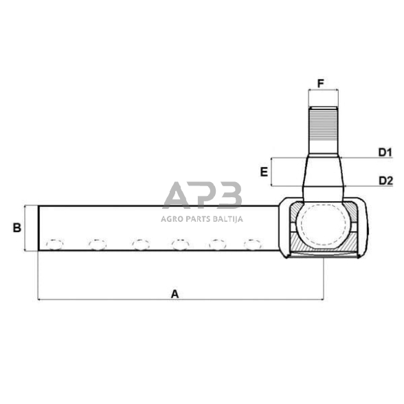 Case IH 484 SHP428KR Skersinės vairo trauklės galas 2