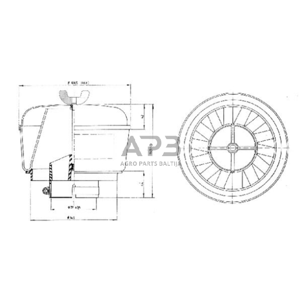 Case IH 485 / 485XL PBH001249 Pirminis valiklis su žarnos spaustuku Donaldson 1