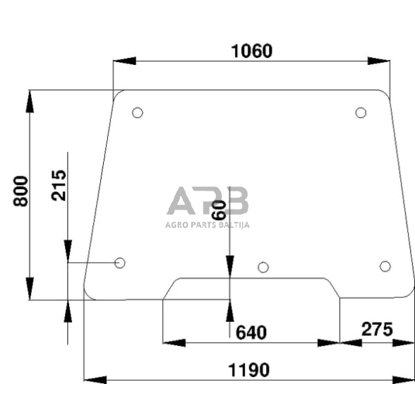 Case IH 533 D7402 Pakreipiamas priekinis stiklas