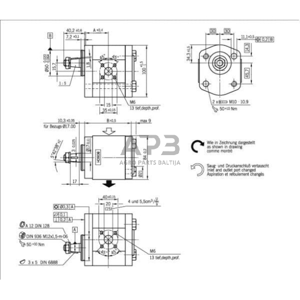 Case IH 644 0510515310 Pavarų siurblys AZPF-11-011LCN20MB Bosch Rexroth 3