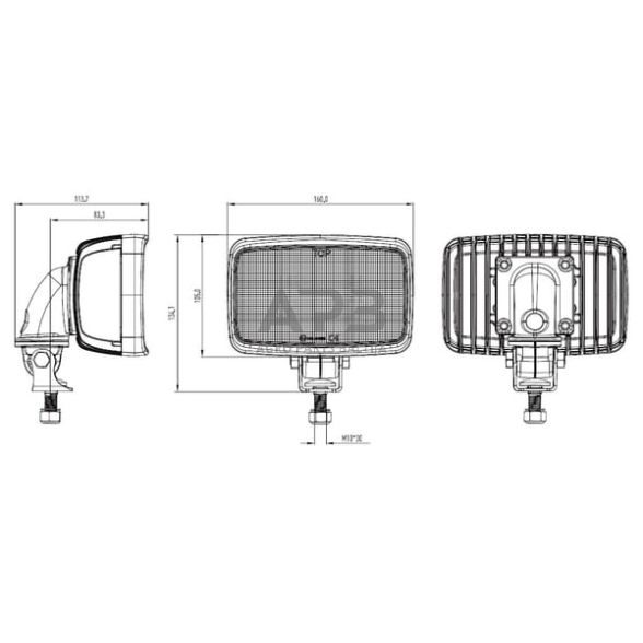 Case IH 7220 Pro LA104211 Darbinis šviesos diodas, 90W, 6000lm, stačiakampis, 10-30V, baltas, Flood, Deutsch kištukas, 30 LED, Kramp 5