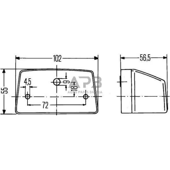 Case IH 733 2KA003389061 Valstybinio numerio apšvietimas 10W, stačiakampis, 12/24V, baltas, užsukamas, 102x55x56,5mm, ašmenų gnybtas, Hella 5