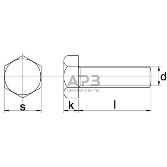 Case IH 785 / 785XL 933825 Šešiakampis varžtas DIN933 M8x25 plieninis cinkuotas 8,8 Kramp 1