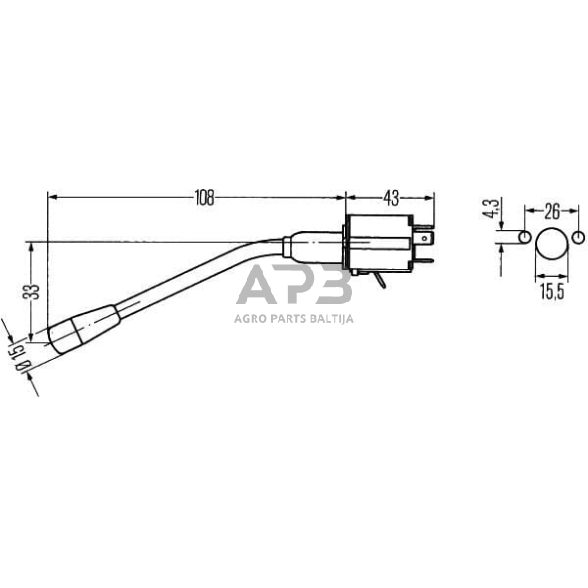 Case IH C42 6BA001539001 Vairo kolonėlės jungiklis, indikatorius / garsinis signalas / žibintų blykstė, ilgis 108 mm 4