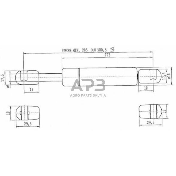 Case IH C42 CA636185 Dujinis statramstis L500.5mm 325N Stabilus 3