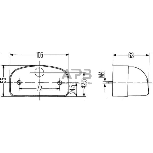 Case IH C55 2KA001386281 Valstybinio numerio apšvietimas 5W, stačiakampis, 12V, skaidrus, užsegamas, 105x63mm, ašmenų gnybtas, Hella 6