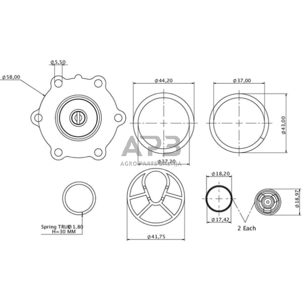 Case IH C55 4157606N Kuro pakėlimo siurblio remonto komplektas 1