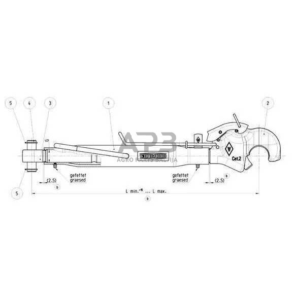 Centrinė traukė toplink 360,00 mm – 752,00 mm M36 Walterscheid 200190 1