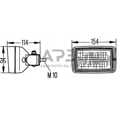 Darbo žibintas stačiakampis Halogen, 55/70W, 12/24V, 154x114x94mm, Hella 1GA006875001 6